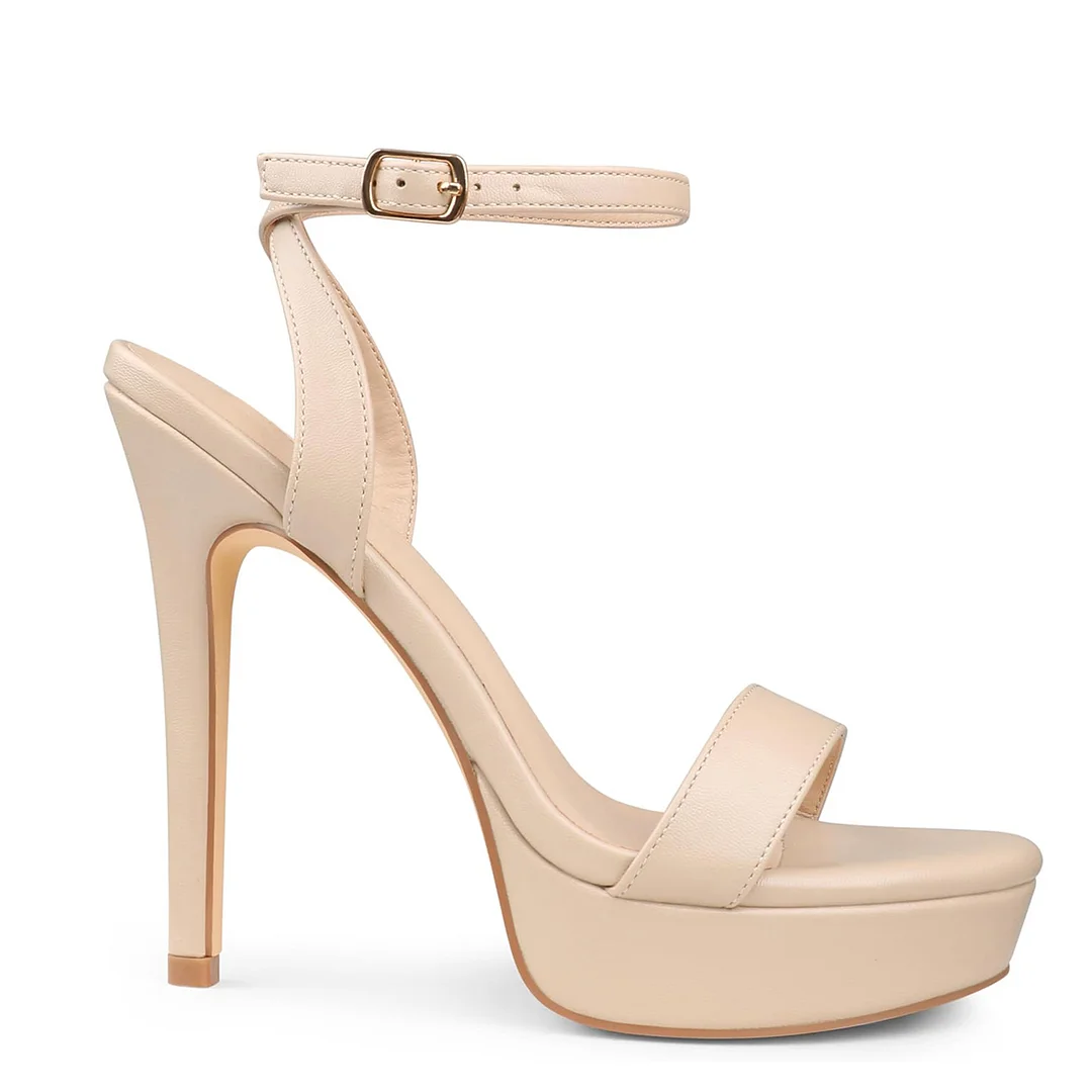 130mm Open Toe Platform Sandals Ankle Strap High Heel Matte Summer Shoes-MERUMOTE