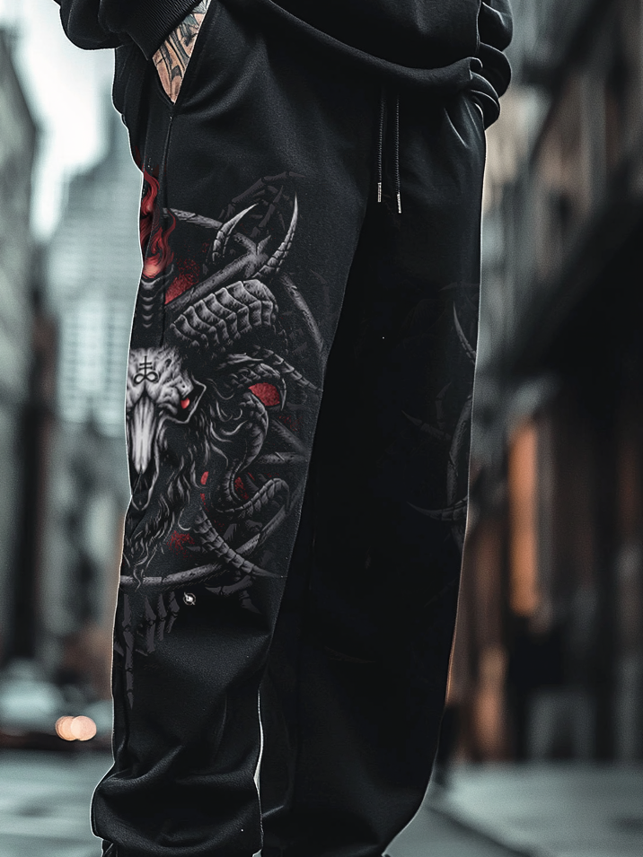 Art Print Track Pants Satanic Devil Goat Skull Totem Unisex Casual Sweatpants