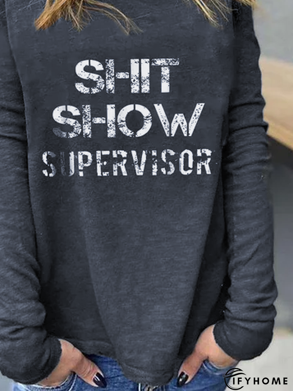 Casual Shit Show Supervisor Letters Round Neck T-shirt | IFYHOME