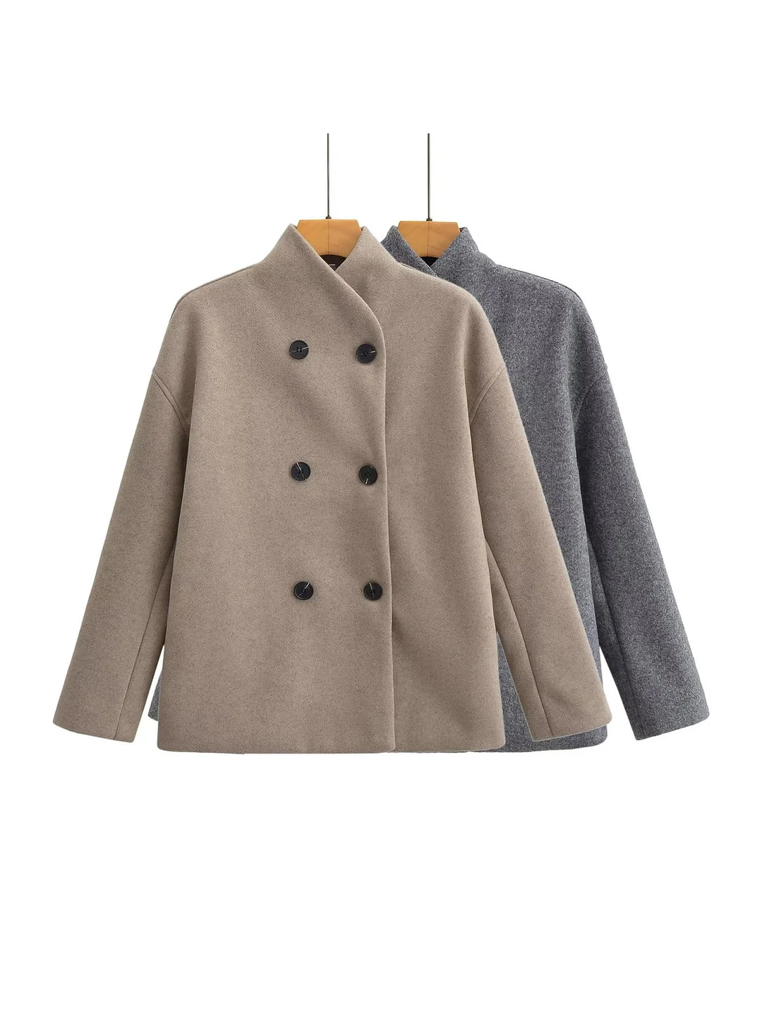 Nigikala Nigikala Women's Autumn And Winter New Fashion Temperament Loose V-Neck Double Buckle Coat C91695