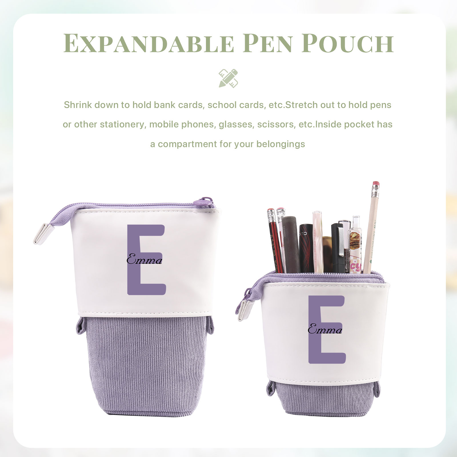 Astuccio per matite personalizzato con 1 nome e 1 lettera regalo per scuola elementare bambini