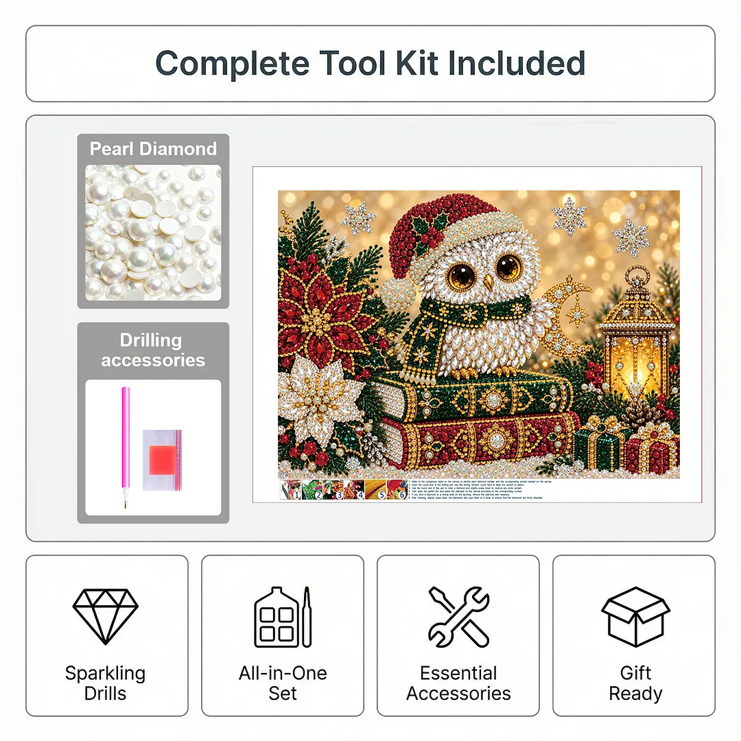 Pearl Painting Kit for Adults Christmas Owl 15.75x11.81in