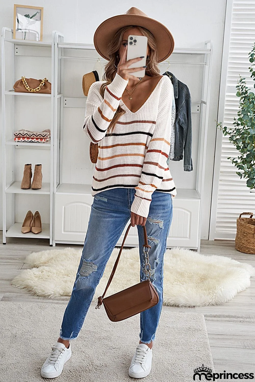 Multicolor Striped Knit Sweater