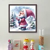 Gnome Playing With Snow - 11CT Stamped Cross Stitch - 40*40cm