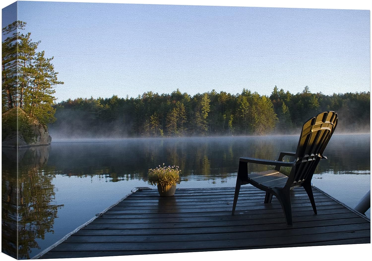wall26 Canvas Print Wall Art View of The Lake at Dawn Nature Wilderness Photography Realism Rustic Scenic Relax/Calm Multicolor Zen Colorful for Living Room, Bedroom, Office - 24 inch x36 inch  24&#034; x 36&#034;