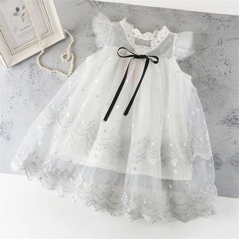 Summer Beading Girl Dress 2021 White Backless Girls Teenage Princess Dress Irregular Tutu 2-6 Years Pink Children Dresses Pink