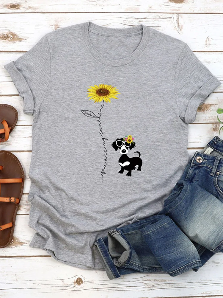 Bestdealfriday Sunflower Short Sleeve Shirts Tops 8589756