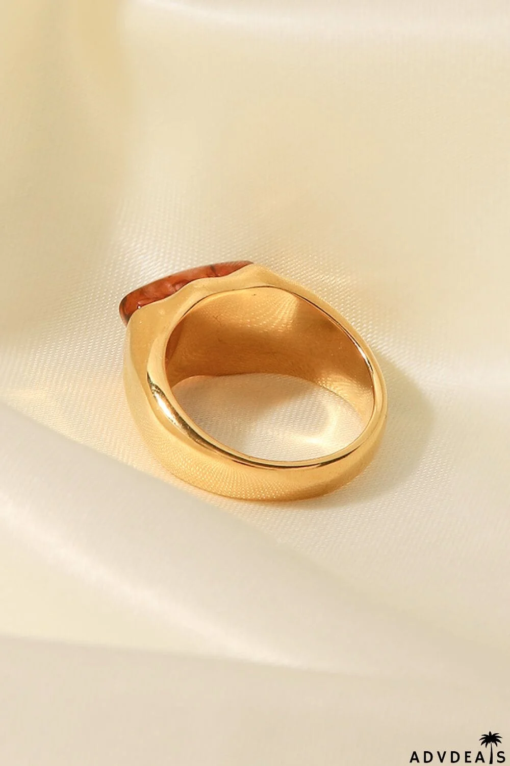 Inlaid Natural Stone Stainless Steel Ring