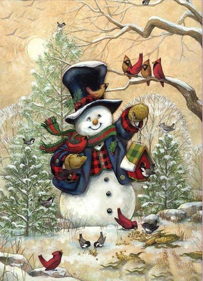 

Snowman And Cardinal – Paint By Numbers - 40*50CM, 501 Original