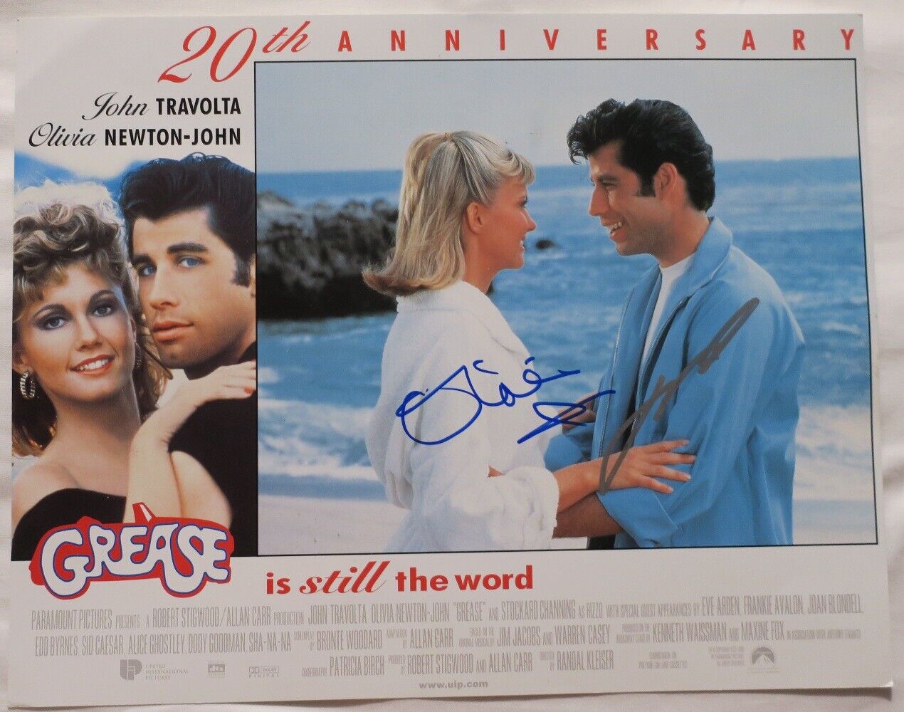 John Travolta/Olivia Newton John Signed Grease 11x14 Lobby Card PSA/DNA #AF70840