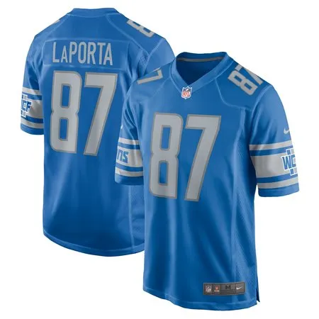 Men's Detroit Lions #87 Sam LaPorta  Blue Team Game Jersey