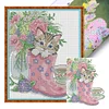 Kitten In Rain Boots-14CT Stamped Cross Stitch 28*33cm/11.02*12.99in