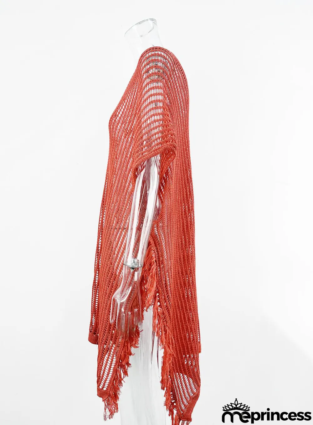 Summer Maxi V-neck Hollow Tassel Beach Suit Holidays Shirt Beach Sun Shield