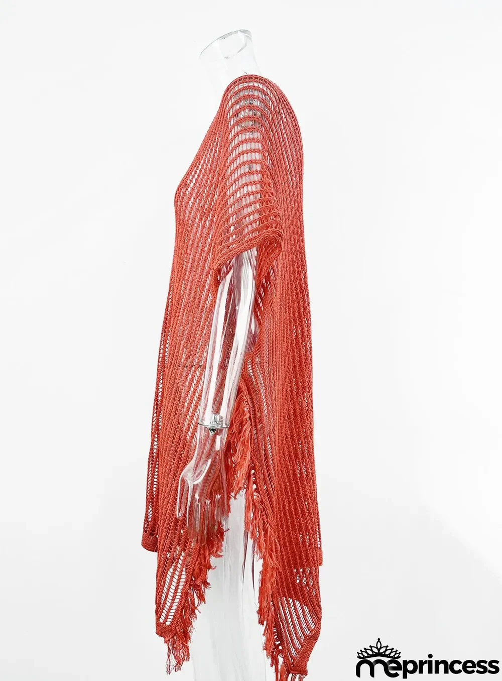 Summer Maxi V-neck Hollow Tassel Beach Suit Holidays Shirt Beach Sun Shield