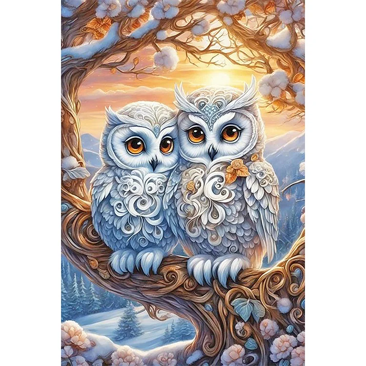 Full Round Diamond Painting - Owl And Baby Owl 40*60CM
