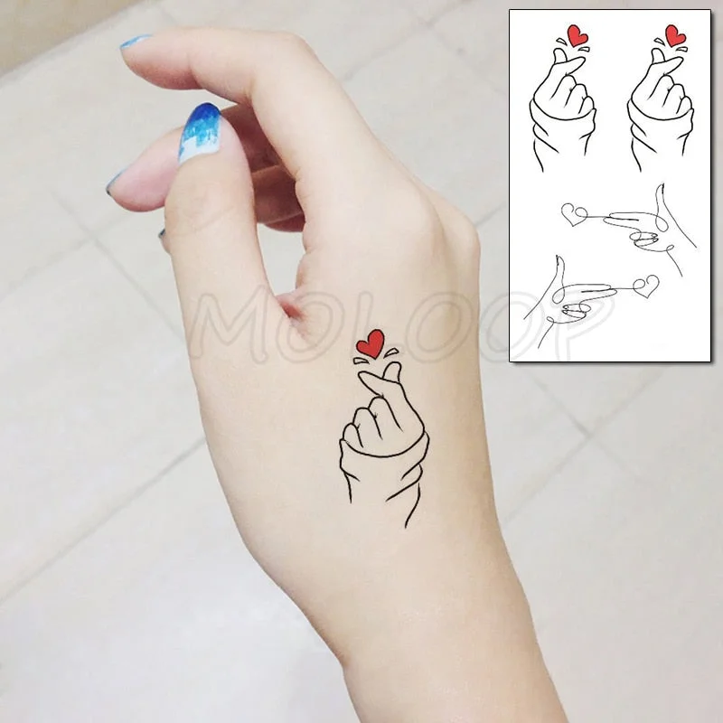 Holding Hands In Love Stickers Hand Heart Tattoo Body Art Makeup Waterproof Temporary Women and Men Fake Tatoo