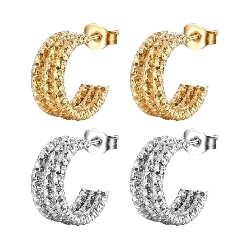 1 Pair Fashion C Shape Plating 201 Stainless Steel 18K Gold Plated Ear Studs