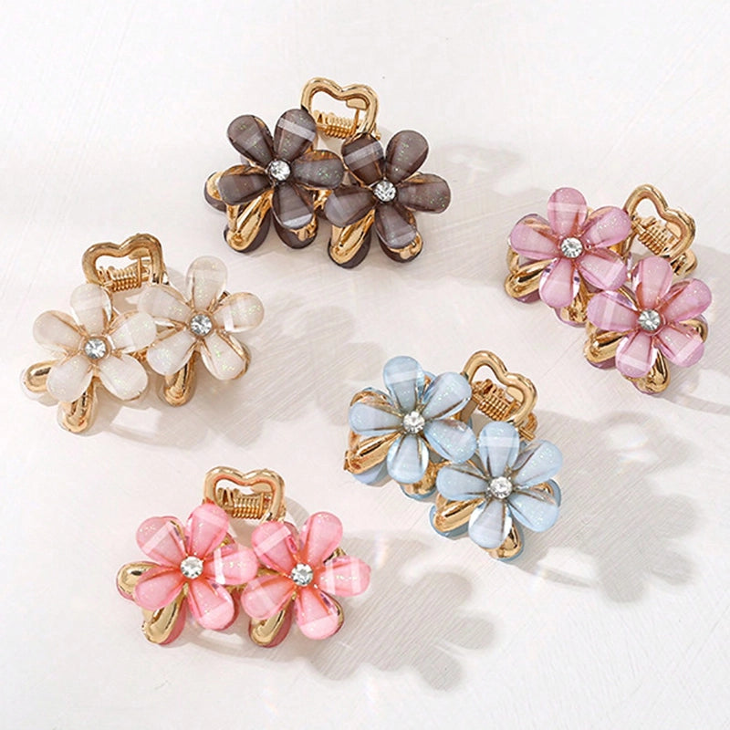 Cute Sweet Women’s Daisy Artificial Crystal Metal Inlay Rhinestones Hair Claws