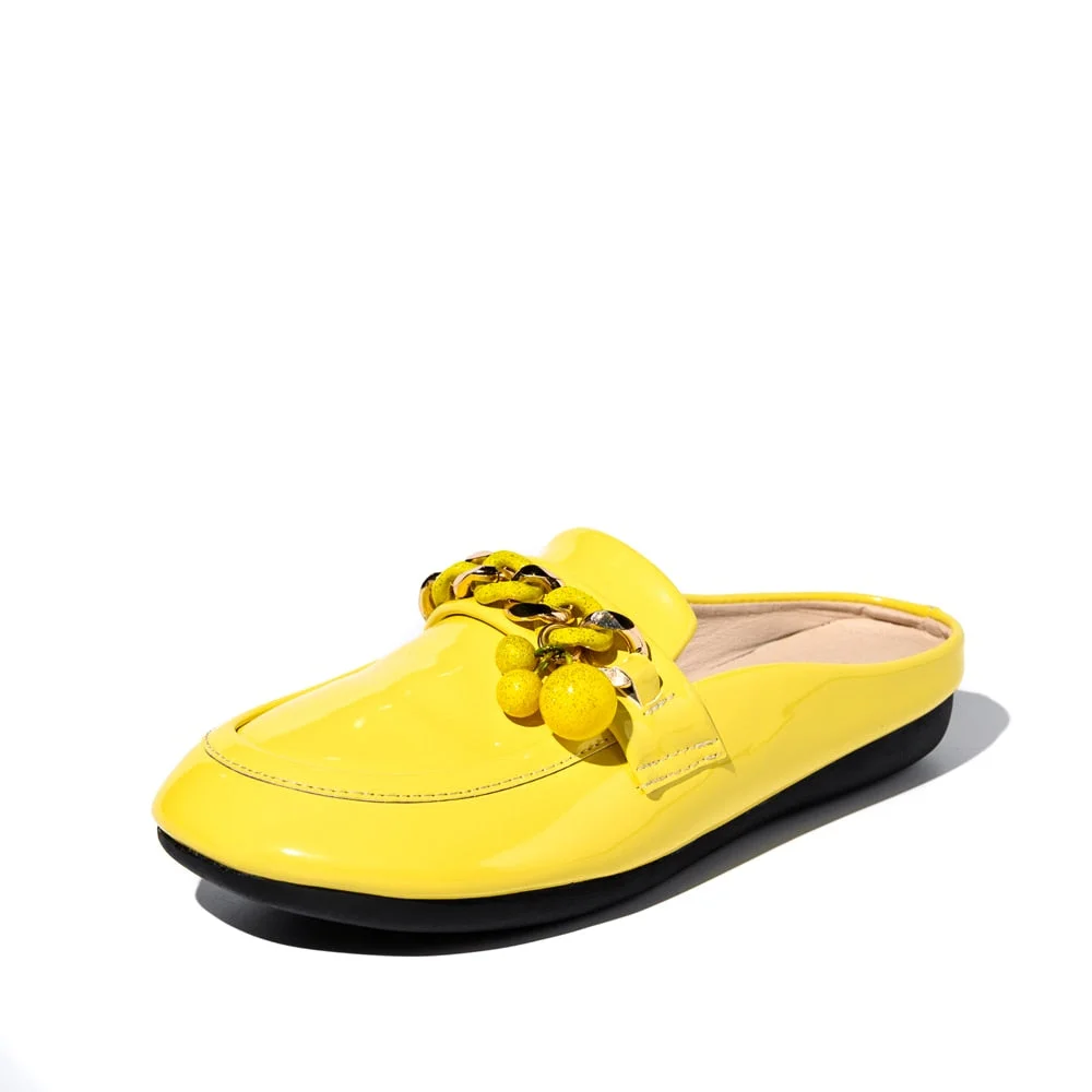 2021 Luxury Brand Designer Women Slippers Slip On Mules Flat  Casual Shoes  Slides  Summer Footwear  Female Patent leather shoes