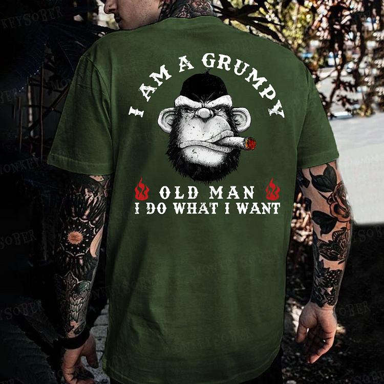 I Am A Grumpy Old Man I Do What I Want Monkey T-shirt