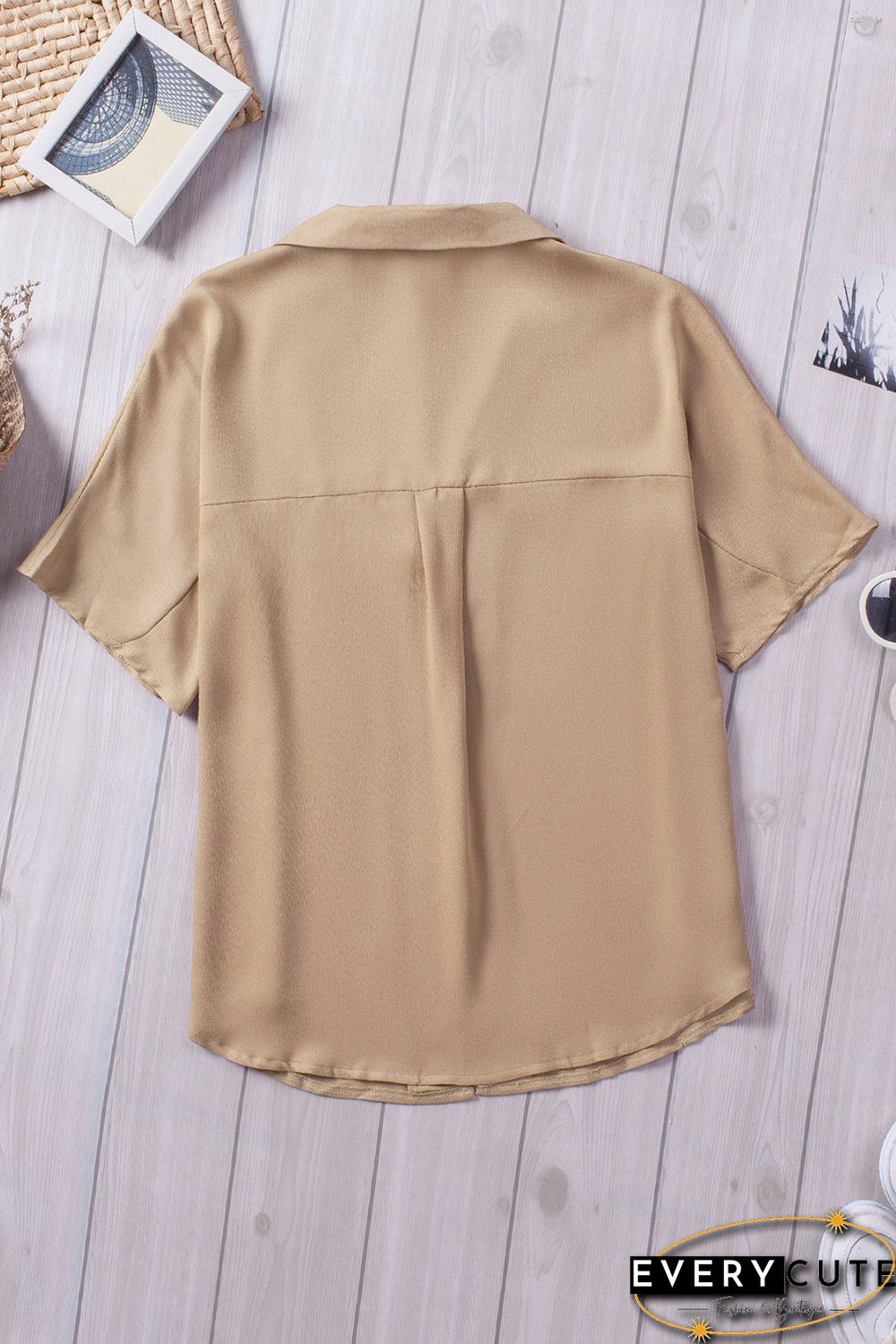 Khaki Button Front Short Sleeve Shirt