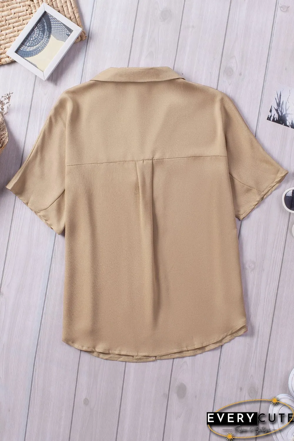 Khaki Button Front Short Sleeve Shirt