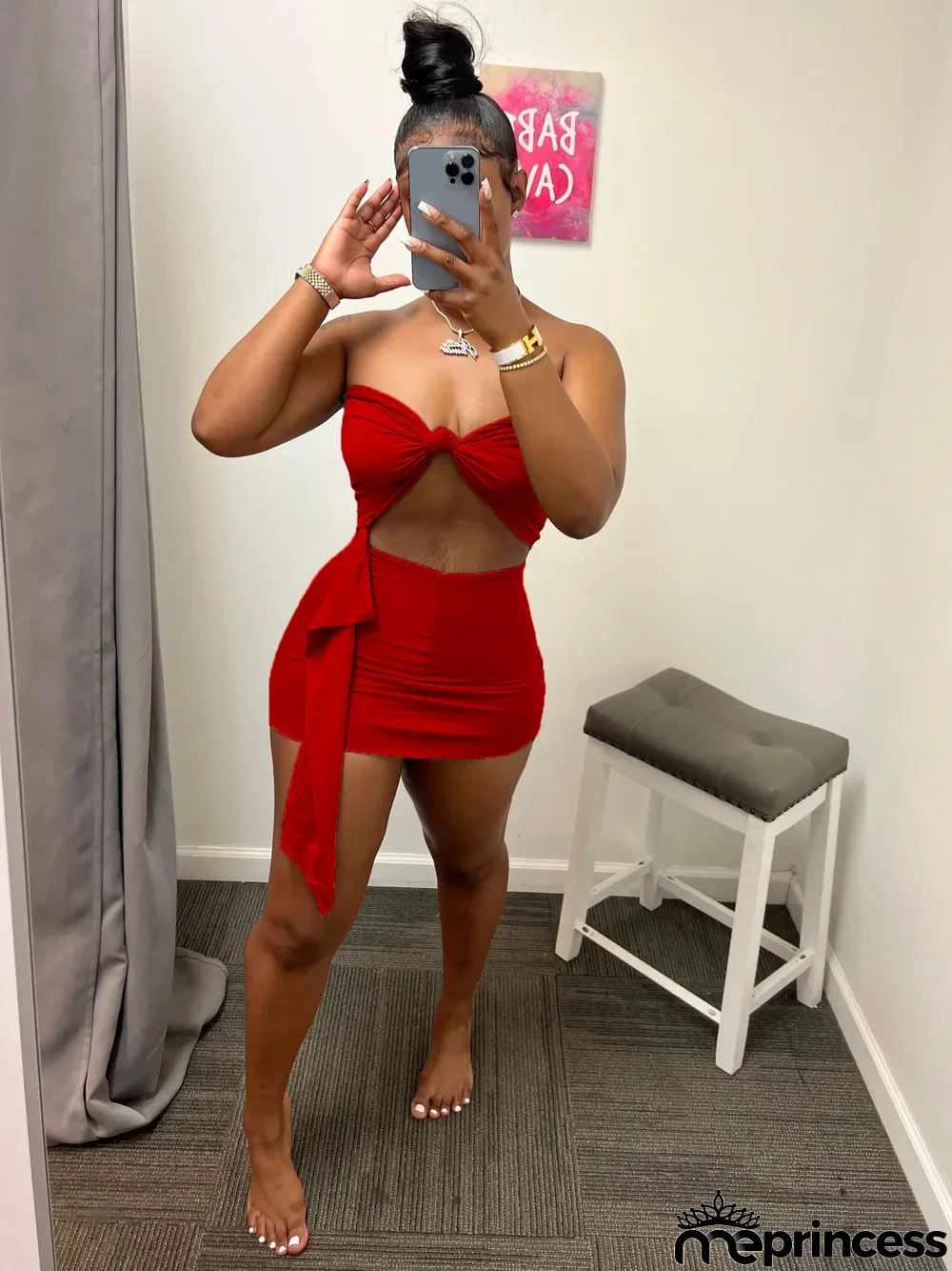 Women's Summer Casual Streamer Solid Strapless Two Piece