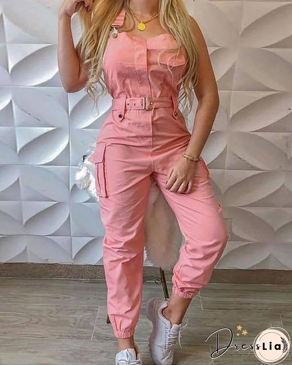 Strap Jumpsuit Women Loose Dungarees Long Rompers Summer Solid Pockets Cargo Pants Female Casual Work Out Playsuits