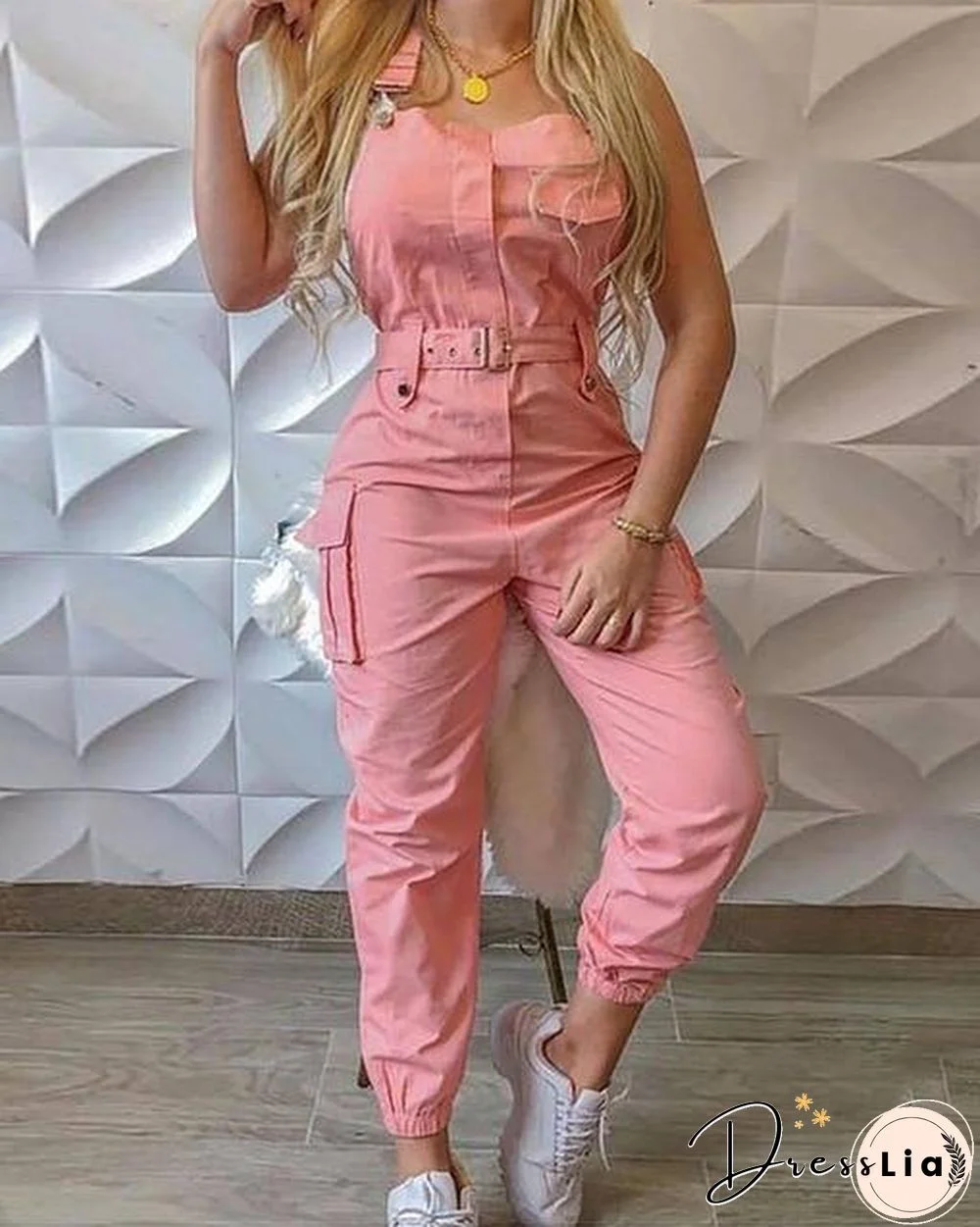 Strap Jumpsuit Women Loose Dungarees Long Rompers Summer Solid Pockets Cargo Pants Female Casual Work Out Playsuits