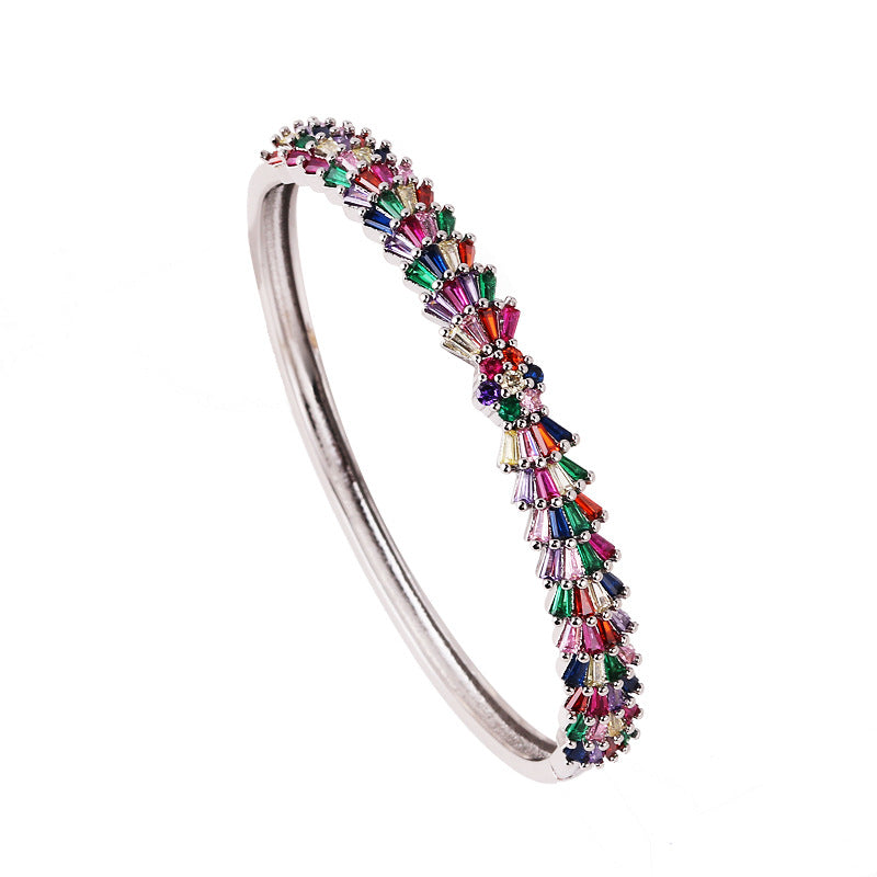 Moderate Luxury Circle Zircon Diamond Inlay Bangles