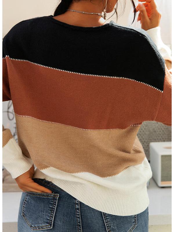 Women's Knitted Scoop Neck Long Sleeve Sweater