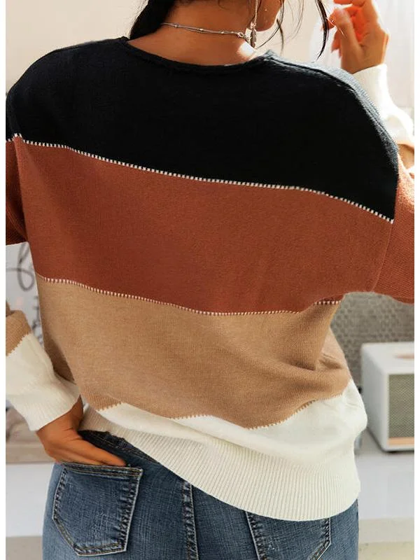 Women's Knitted Scoop Neck Long Sleeve Sweater