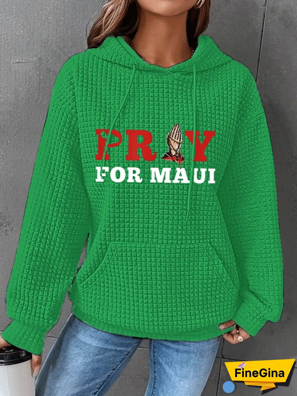 Women's Pray For Hawaii MAUI Wildfire Waffle Hoodie
