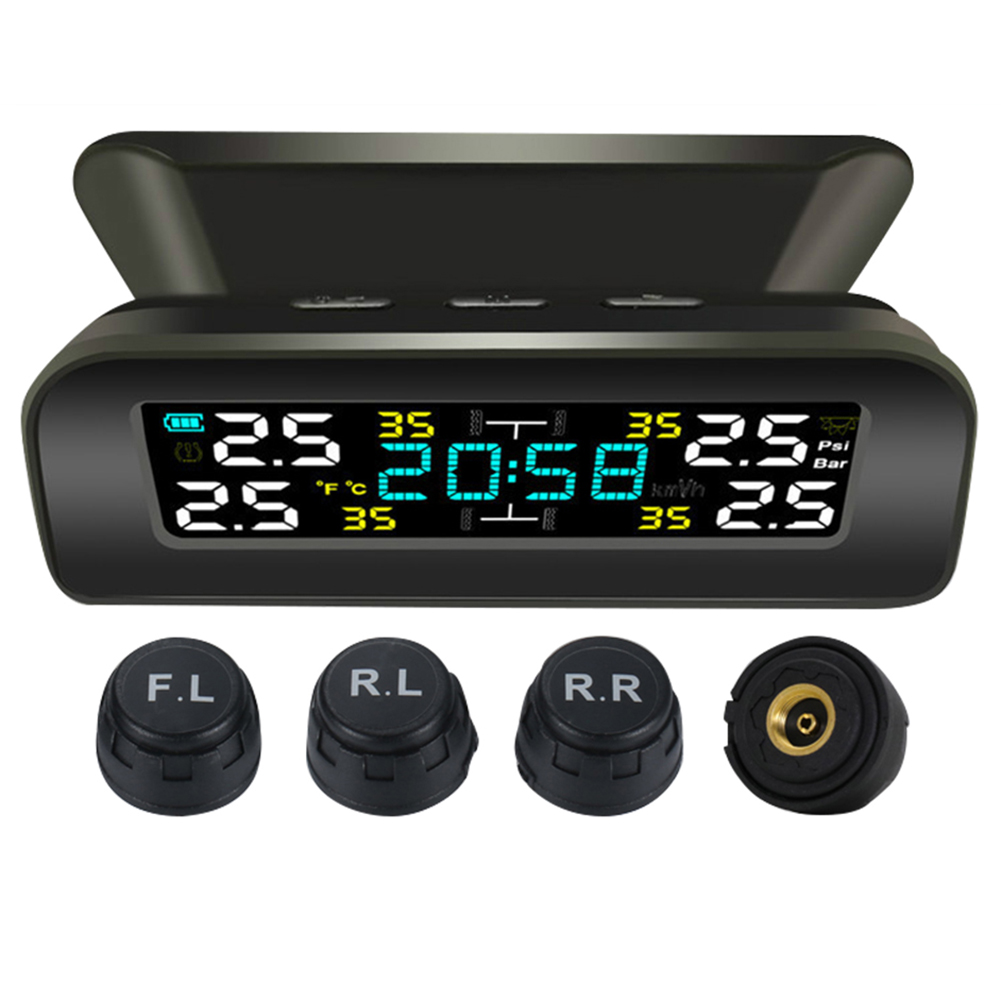 

TY17 TY18 Car TPMS Solar Auto Tire Pressure Monitoring System with Clock, Internal, 501 Original