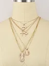 Fashion Coconut Tree Portrait Embossed Pendant Multilayer Necklace