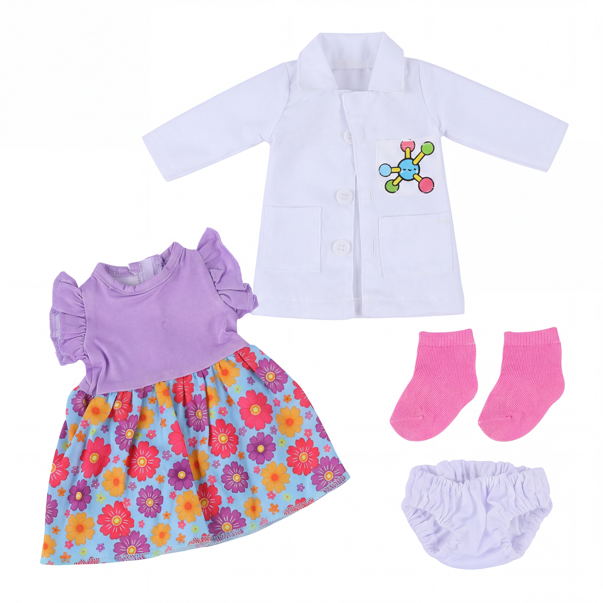 16-Inch Sweetheart Girl Shirt and Dress Four-Piece Set for Reborn Baby