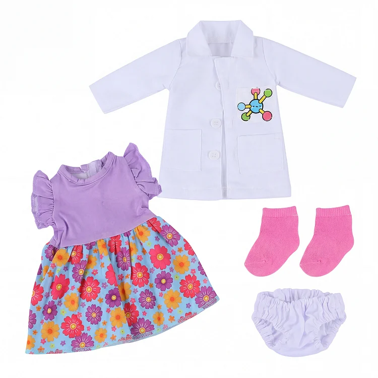 16-Inch Sweetheart Girl Shirt and Dress Four-Piece Set for Reborn Baby