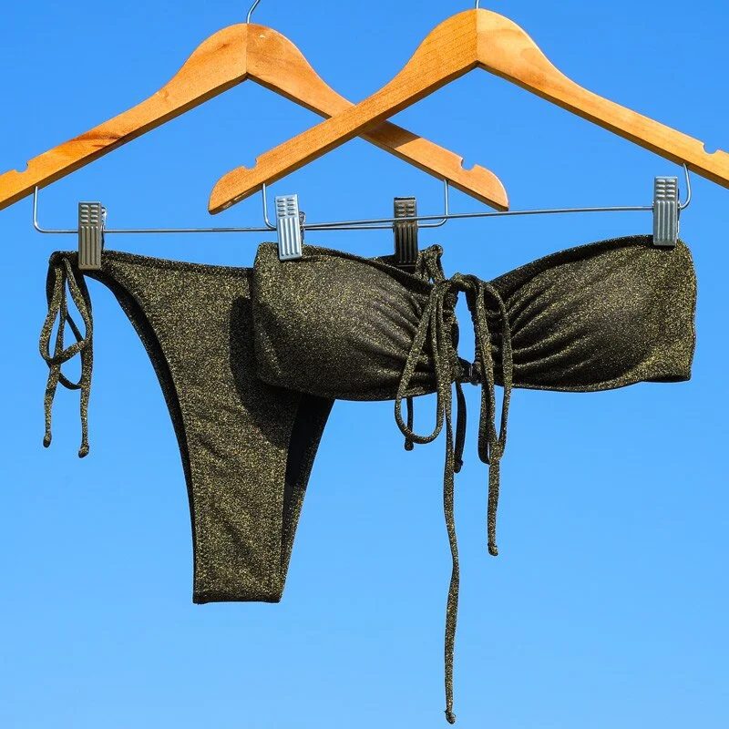 Shiny Bikinis Swimwear Women 2022 Summer Bikini Set String Swimsuit Micro Thong Two Piece Suits Halter Beachwear Sexy Bath Suits