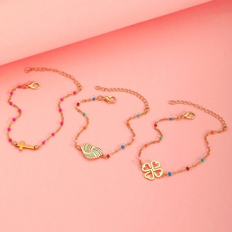 Casual Minimalist Streetwear Cross Heart Shape 304 Stainless Steel Bracelets In Bulk