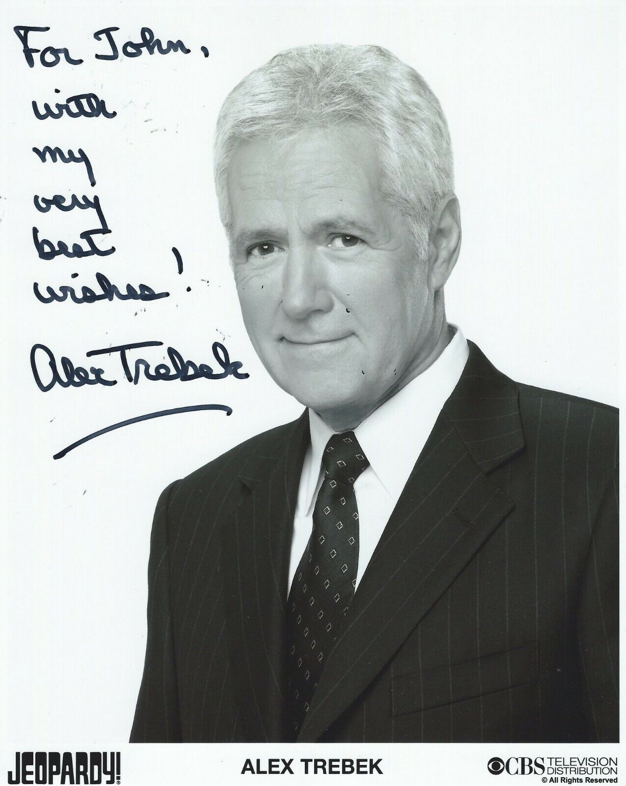 To JOHN: Autographed Signed 8x10 Photo Poster painting ALEX TREBEK