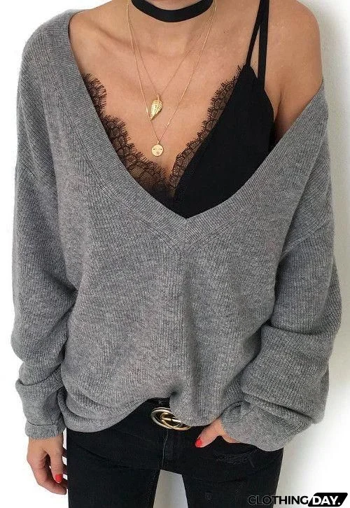 Oversized Scoop Neck Loose Fit Chunky Knit Sweater