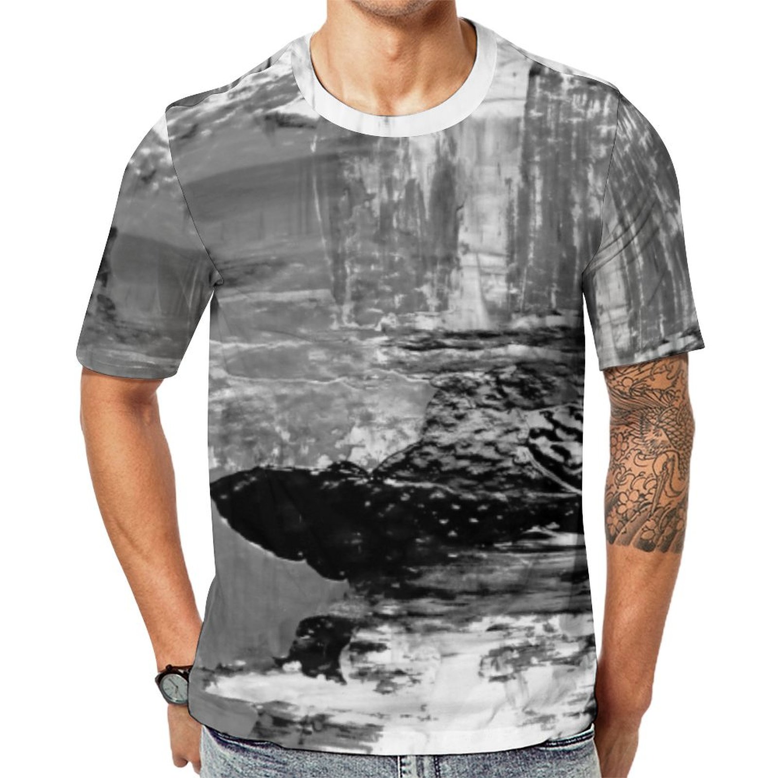 Gray Black Beige Artistic Abstract Painting Short Sleeve Print Unisex Tshirt Summer Casual Tees for Men and Women Coolcoshirts