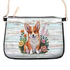 (US Local)Special Shape Flower Puppy 5D DIY Diamond Painting Clutch Bag for Women Girls