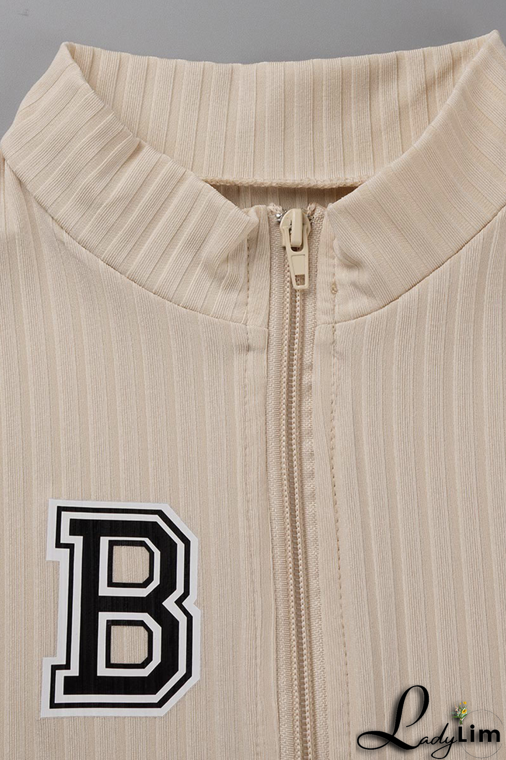 Apricot Fashion Print Patchwork Zipper Collar Pencil Skirt Dresses