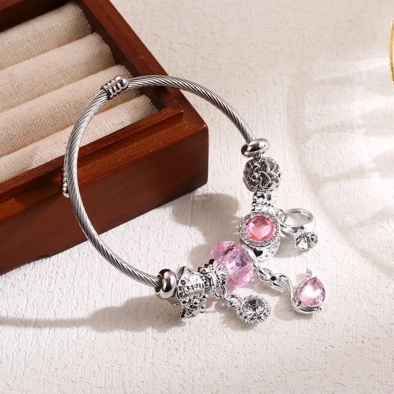 Cute Sweet Swan 304 Stainless Steel Alloy Rhinestones Bangle In Bulk