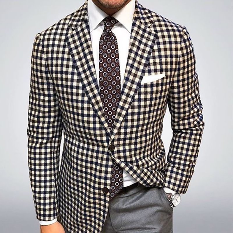Men's Plaid Casual Suit Jacket