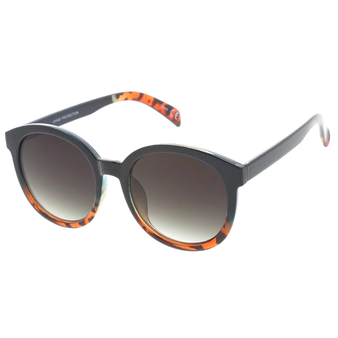 Oversize Horn Rimmed Flat Lens Round glasses 55mm