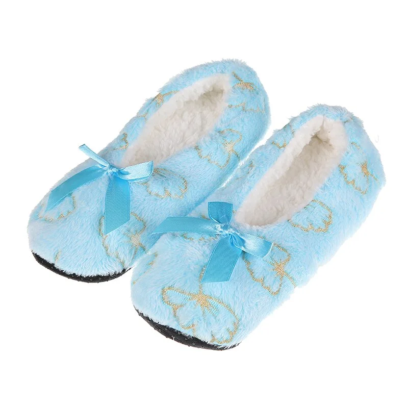 Canrulo Winter Slippers Women Shallow Home Embroidered Warm Plush House Shoes Print Knitted Fluffy Slippers Claquette Fourrure
