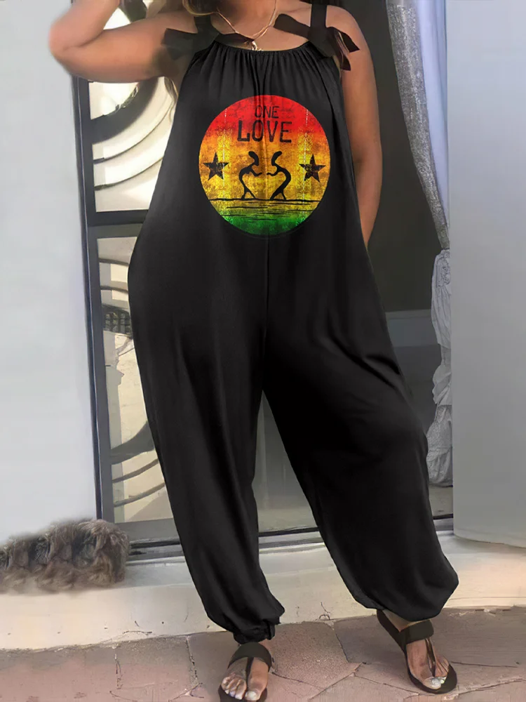 Juneteenth One Love Printed Casual Jumpsuit