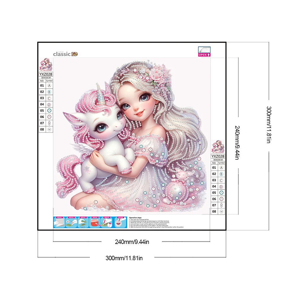 Diamond Painting - Partial Special Shaped Drill - Girl and Unicorn(Canvas|30*30cm)